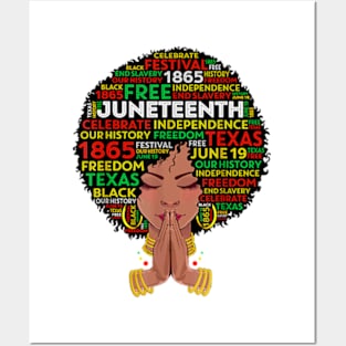 Juneteenth Melanin Black Women Girl Natural Hair Afro Queen Posters and Art